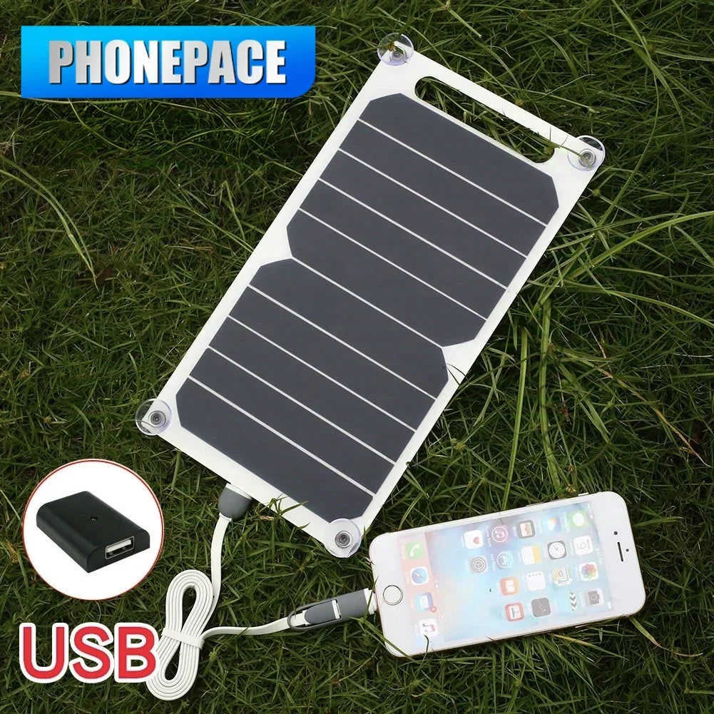 6W USB Solar Charger, Waterproof portable panel for outdoor camping, hiking, mobile phone power bank charging