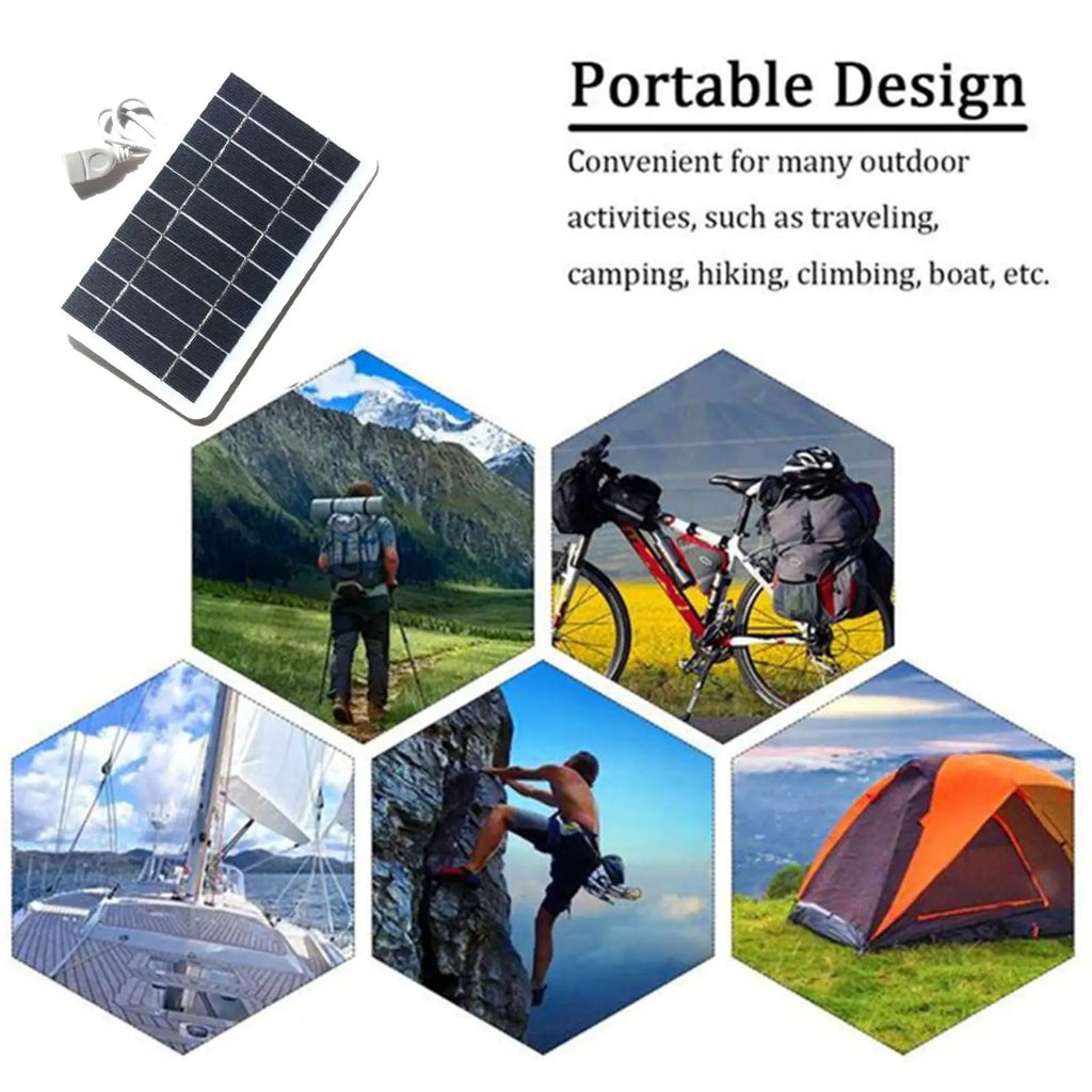 Portable 2W USB Solar Charger — 5V 400mA Solar Panel for Mobile Phones