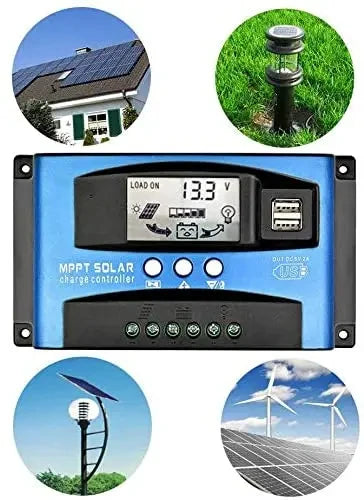 MPPT Solar Charge Controller — 40A / 60A / 100A with LCD and USB