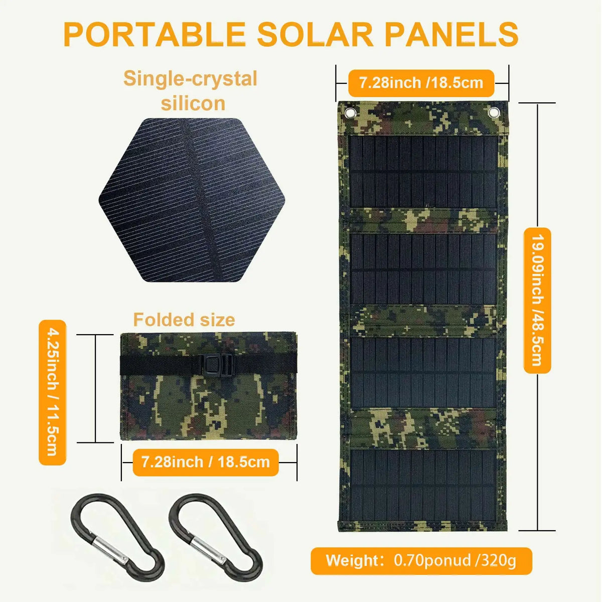 LEAORLD 20W Foldable Solar Charger — High-Efficiency Monocrystalline with USB