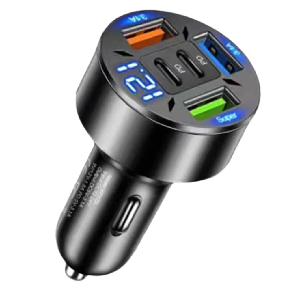 Cargador de Coche 250W 5 Puertos — Carga Rápida PD QC3.0 USB-C 🔌