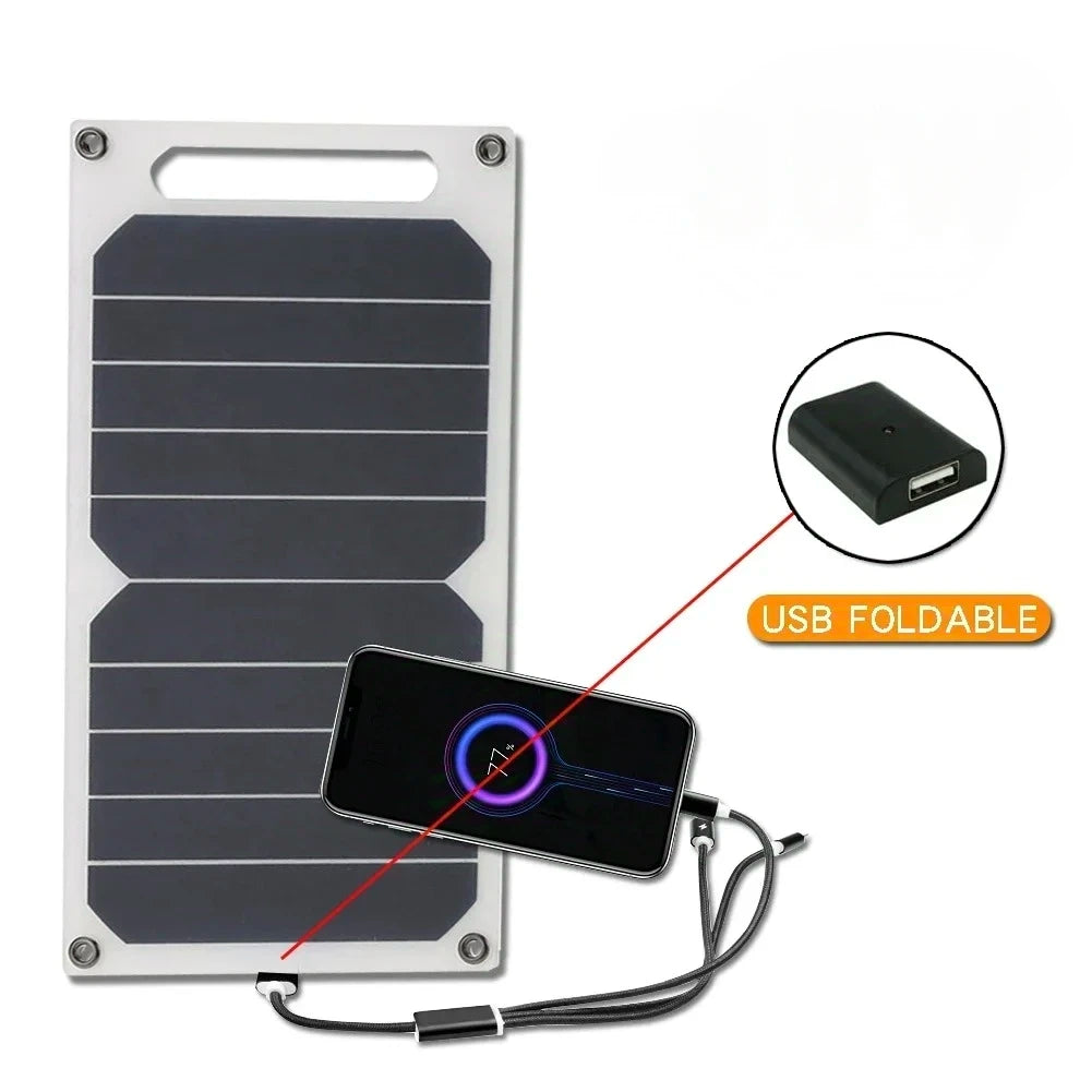 6W USB Solar Charger, Waterproof portable panel for outdoor camping, hiking, mobile phone power bank charging