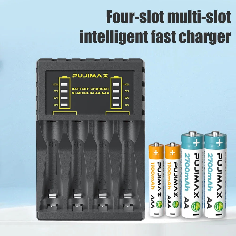Cargador de Baterías AA/AAA 4 Ranuras con LED — USB-C Carga Rápida 🔋