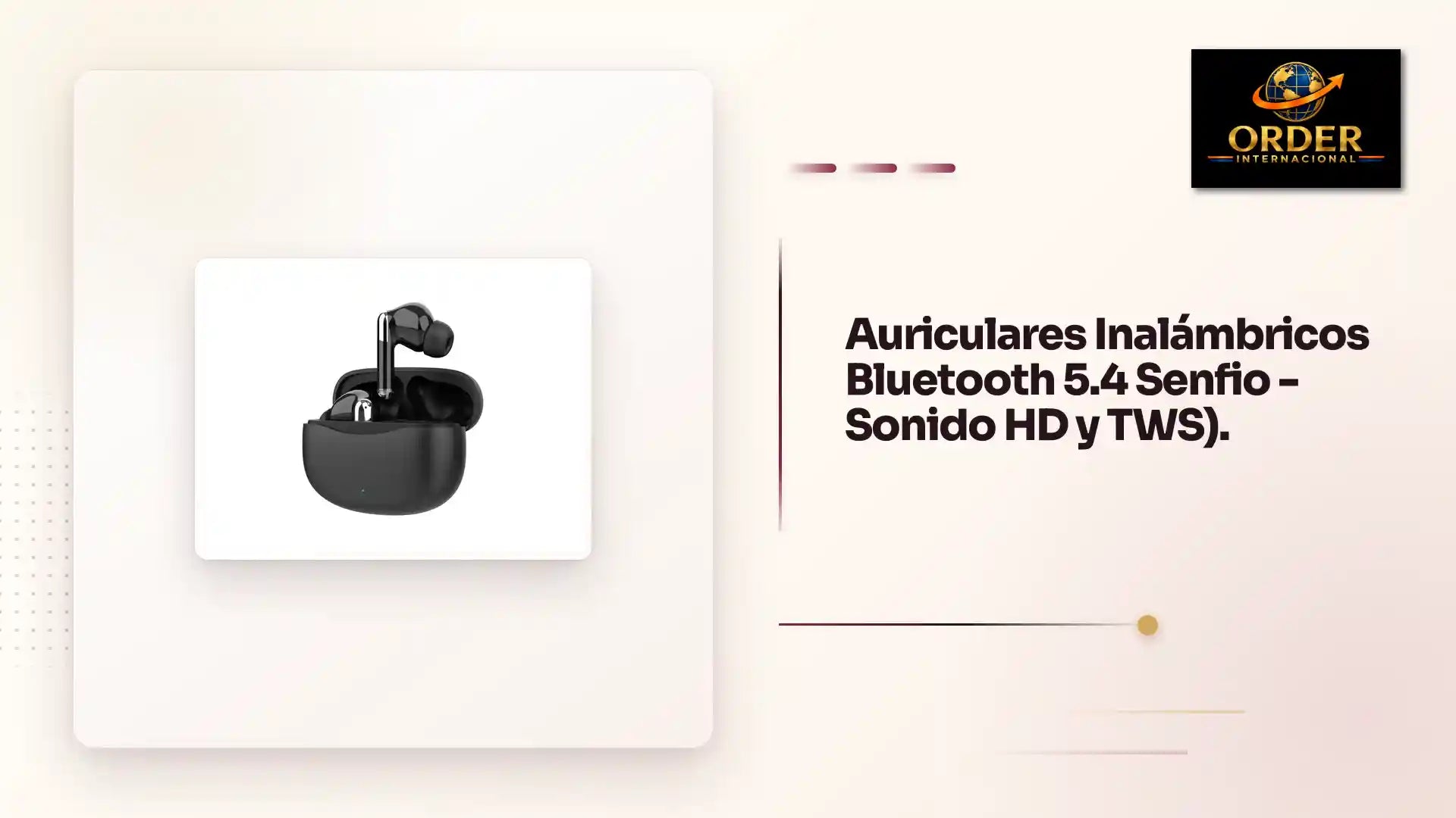 Auriculares Inal&aacute;mbricos Bluetooth 5.4 Senfio - Sonido HD y TWS). by@Outfy
